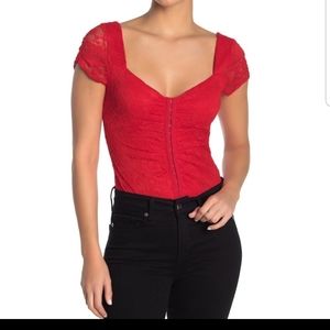 Astr the label Lace bodysuit red size M